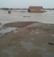 أحد المنازل بقرية الجديدة تحاصره السيول (زهرة شنقيط_حصري)